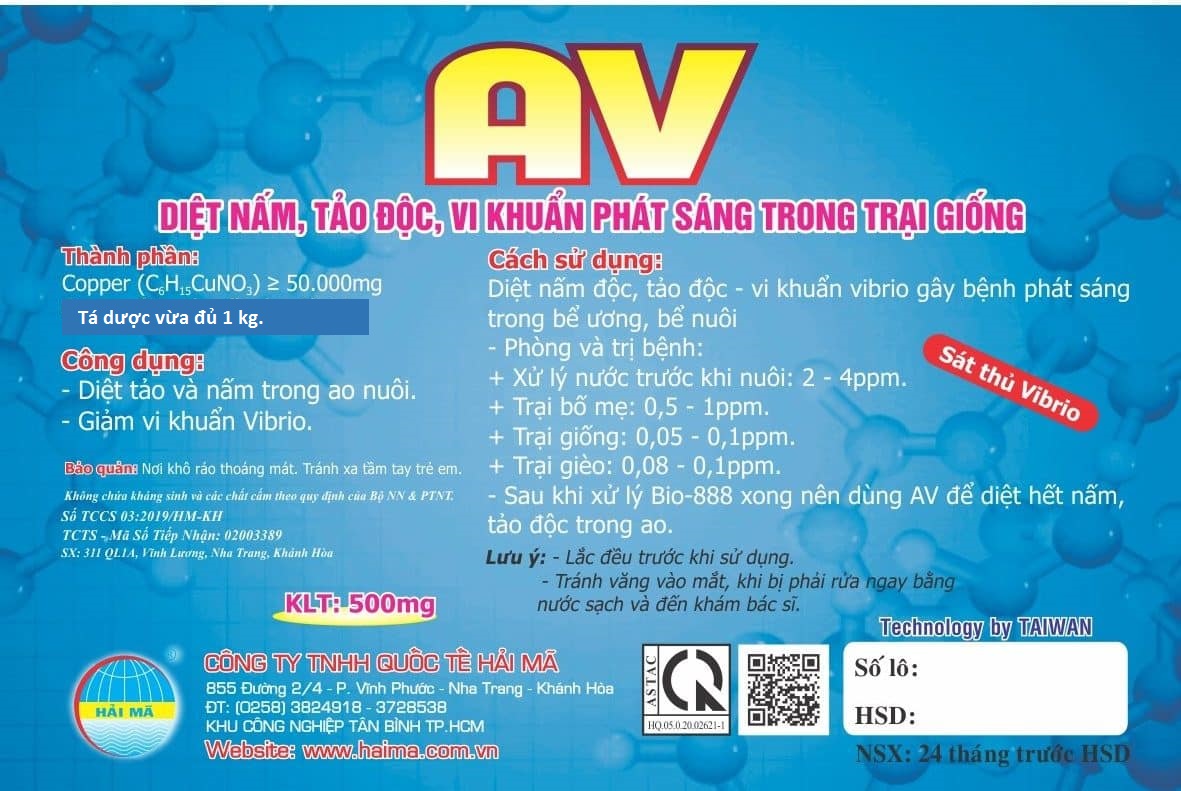 Diệt nấm độc, tảo độc AV dùng trong trại giống 5 e7793a6c118cd9d2809d e1638324245562 1